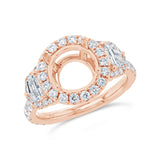 1.02ct 18k Rose Gold Diamond Semi-mount Ring for 2.00ct Center Size 4.5