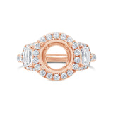 1.02ct 18k Rose Gold Diamond Semi-mount Ring for 2.00ct Center Size 4.5