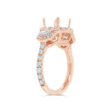 1.02ct 18k Rose Gold Diamond Semi-mount Ring for 2.00ct Center Size 4.5