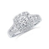 0.40ct Round Brilliant Center and 1.00ct Side 14k White Gold Diamond Engagement Ring
