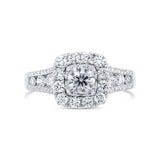 0.40ct Round Brilliant Center and 1.00ct Side 14k White Gold Diamond Engagement Ring