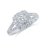 0.40ct Round Brilliant Center and 0.80ct Side 14k White Gold Diamond Engagement Ring