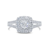 0.40ct Round Brilliant Center and 0.80ct Side 14k White Gold Diamond Engagement Ring
