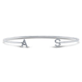 0.09ct 14k White Gold Diamond "AS" Initial Bangle