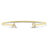 0.09ct 14k Yellow Gold Diamond "AS" Initial Bangle