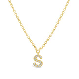 0.05ct 14k Yellow Gold Diamond Necklace - Initial S