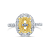 0.35ct 14k Two-tone Gold Diamond Oval Semi-mount Ring for 9x7mm Center Size 6.5
