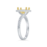 0.35ct 14k Two-tone Gold Diamond Oval Semi-mount Ring for 9x7mm Center Size 6.5
