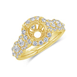 0.97ct 18k Yellow Gold Diamond Semi-mount Ring for 1.50ct Center