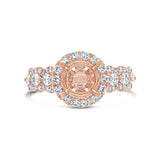 0.97ct 18k Rose Gold Diamond Semi-mount Ring for 1.50ct Center