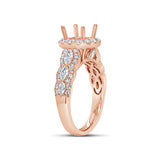 0.97ct 18k Rose Gold Diamond Semi-mount Ring for 1.50ct Center