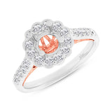0.63ct 18k Two-tone Rose Gold Diamond Semi-mount Ring for 0.75ct Center Size 7.5