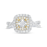 0.94ct 14k Two-Tone Gold Diamond Semi-mount Ring for 5x5mm Center