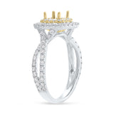 0.94ct 14k Two-Tone Gold Diamond Semi-mount Ring for 5x5mm Center