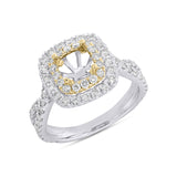 1.20ct 14k Two-Tone Gold Diamond Semi-mount Ring for 5.5x5.5mm Center