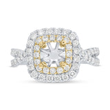 1.20ct 14k Two-Tone Gold Diamond Semi-mount Ring for 5.5x5.5mm Center