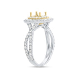 1.20ct 14k Two-Tone Gold Diamond Semi-mount Ring for 5.5x5.5mm Center