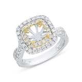 1.24ct 14k Two-Tone Gold Diamond Semi-mount Ring 6.5x6.5mm Center