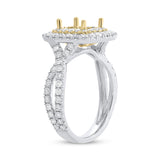 1.24ct 14k Two-Tone Gold Diamond Semi-mount Ring 6.5x6.5mm Center