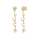 0.38ct 14k Yellow Gold Diamond Star and Luck Earring