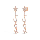 0.38ct 14k Rose Gold Diamond Star and Luck Earring