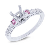 0.24ct Diamond & 0.20ct Pink Sapphire 14k White Gold Semi-mount Ring Size 5.5