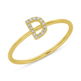0.05ct 14k Yellow Gold Diamond Lady's Ring - Letter D Size 9