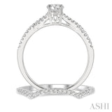 1/2 Ctw Diamond Wedding Set with 3/8 Ctw Round Cut Engagement Ring and 1/10 Ctw Wedding Band in 14K White Gold