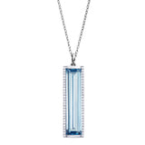 Rosebud Vertical Bar Necklace with Blue Topaz
