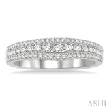1/2 Ctw Triple Row Round Cut Diamond Wedding Band in 14K White Gold
