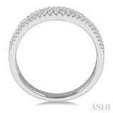 1/2 Ctw Triple Row Round Cut Diamond Wedding Band in 14K White Gold