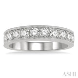 1 Ctw Round Cut Diamond Wedding Band in 14K White Gold
