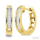 1/10 Ctw Baguette Cut Diamond Huggie Earrings in 10K Yellow Gold