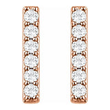 14K Rose 1/10 CTW Natural Diamond Bar Earrings