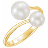 14K Yellow Cultured White Freshwater Pearl Ring