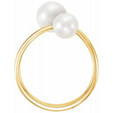 14K Yellow Cultured White Freshwater Pearl Ring