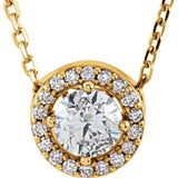 14K Yellow 1/5 CTW Natural Diamond Halo-Style 16" Necklace