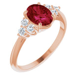 14K Rose Lab-Grown Ruby & 1/6 CTW Natural Diamond Ring