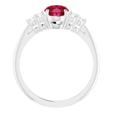 14K White Lab-Grown Ruby & 1/4 CTW Natural Diamond Ring