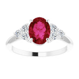 14K White Lab-Grown Ruby & 1/4 CTW Natural Diamond Ring