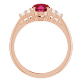 14K Rose Lab-Grown Ruby & 1/4 CTW Natural Diamond Ring