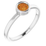14K White 4.5 mm Natural Citrine Ring