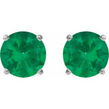 14K White Gold 5 mm Natural Emerald Earrings