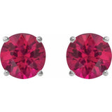 14K White Gold 5 mm Natural Ruby Earrings