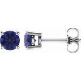 14K White Gold 5 mm Natural Tanzanite Earrings