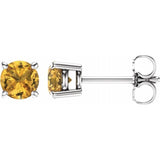 14K White 5 mm Natural Yellow Sapphire Earrings