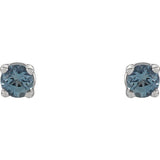 14K White 2.5 mm Natural Aquamarine Earrings
