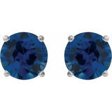 14K White Gold 4 mm Natural Blue Sapphire Earrings