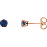 14K Rose 4 mm Natural Blue Sapphire Earrings