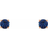 14K Rose 4 mm Natural Blue Sapphire Earrings